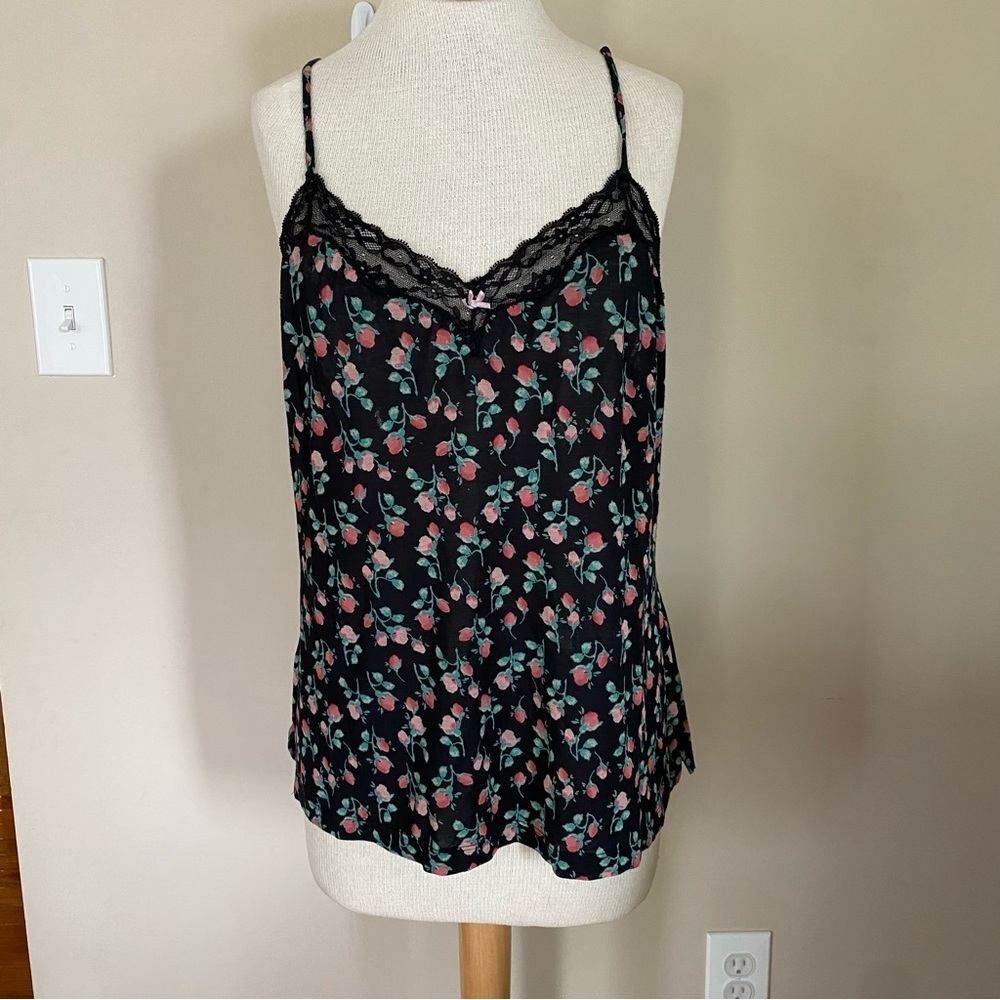 Victoria’s Secret Lace Trim Floral Nightie Black L